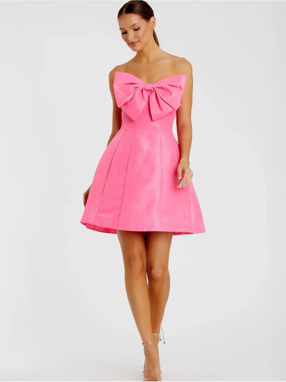 Mac Duggal Strapless Oversized Bow Fit & Flare Mini Dress Size 12
